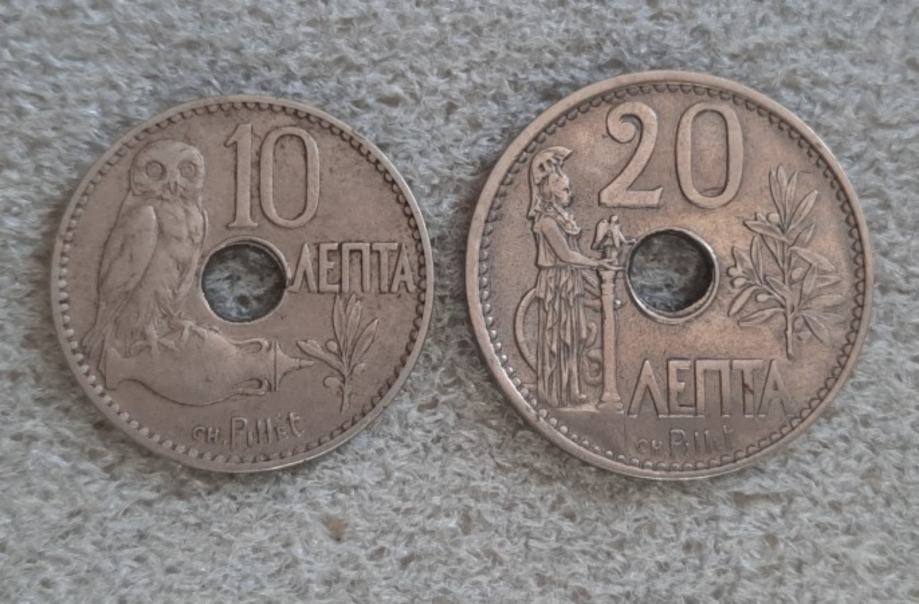 Grčija 10 in 20 lepta 1912