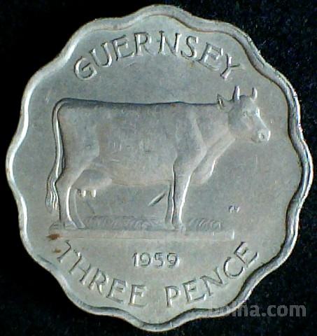 Guernsey 3 Pence 1959 UNC