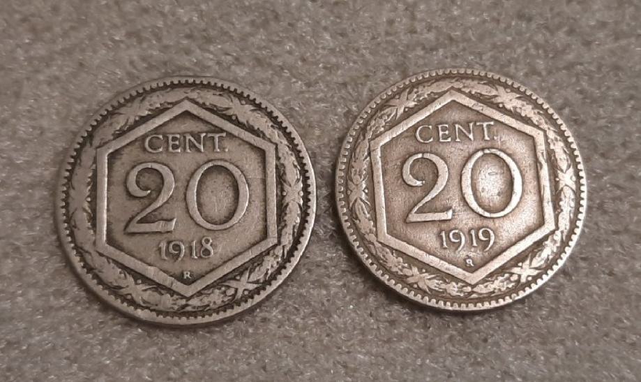 Italija 20 centesimi 1918 in 1919