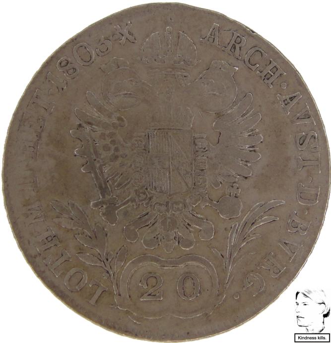 LaZooRo: Avstrija 20 Kreuzer 1803 B XF / UNC - srebro