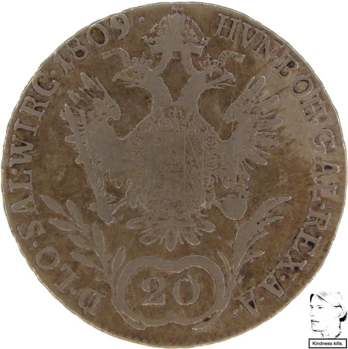 LaZooRo: Avstrija 20 Kreuzer 1809 C XF - srebro