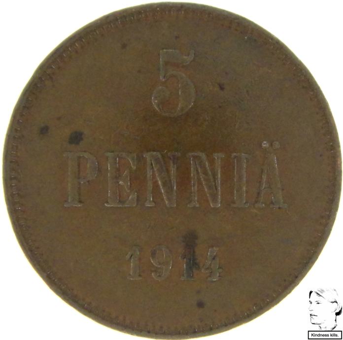 LaZooRo: Finska 5 Pennia 1914 XF / UNC