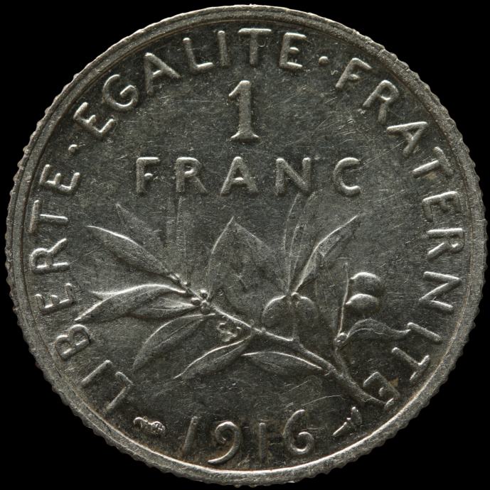 LaZooRo: Francija 1 Franc 1916 UNC - srebro