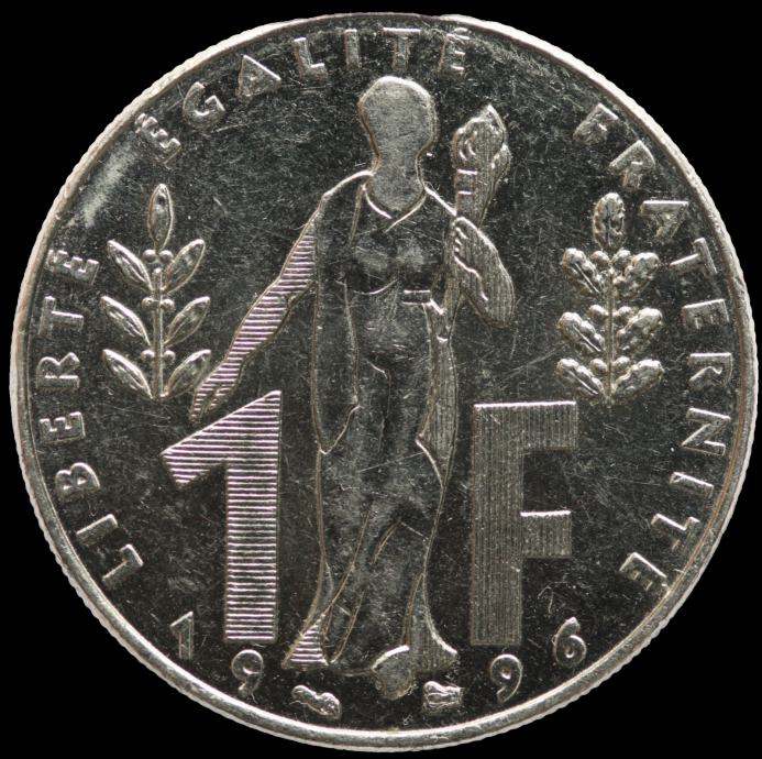 LaZooRo: Francija 1 Franc 1996 XF / UNC Rueff