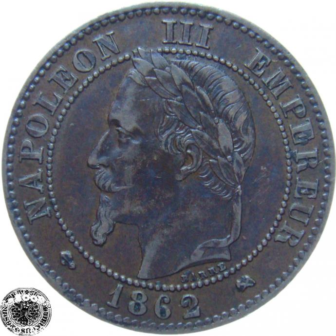 LaZooRo: Francija 2 Centimes 1862 K XF/UNC