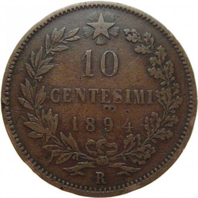 LaZooRo: Italija 10 Centesimi 1894 R VF
