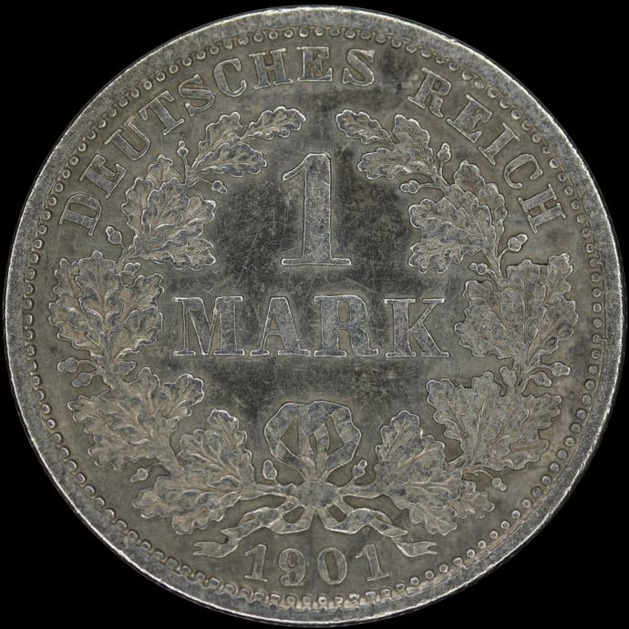 LaZooRo: Nemčija 1 Mark 1901 D XF / UNC - srebro