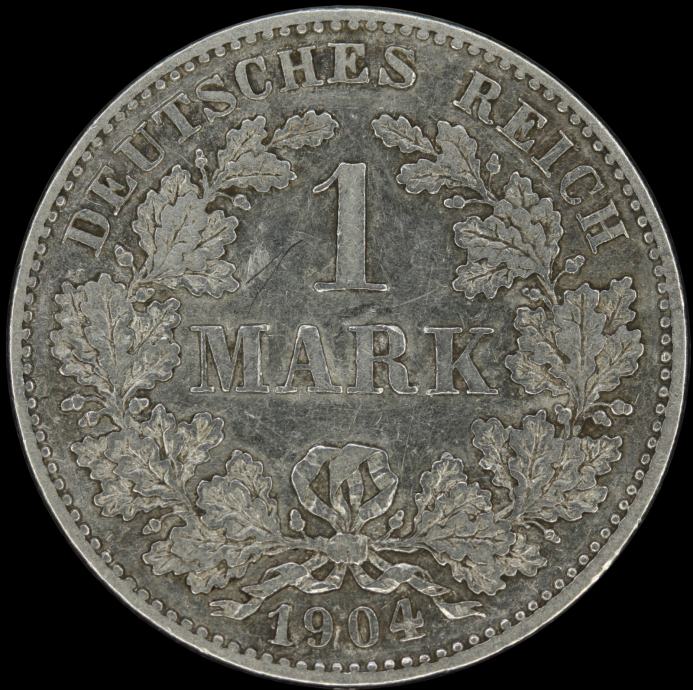 LaZooRo: Nemčija 1 Mark 1904 G XF / UNC - srebro