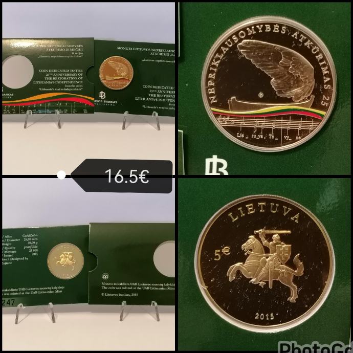 Litva 5 euro 2015 BU v kartici