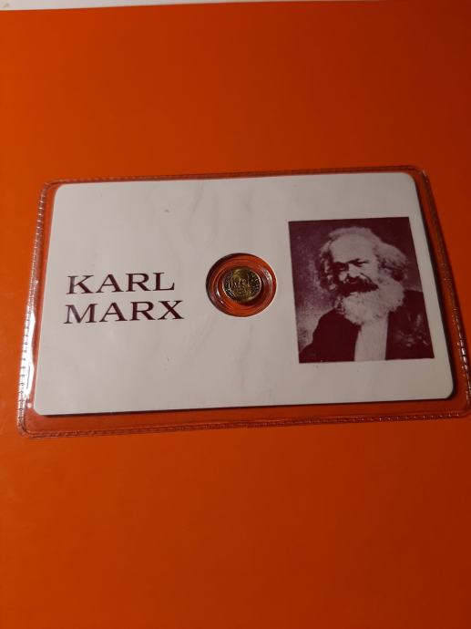 Miniaturen pozlačen spominski medaljon Karl Marx