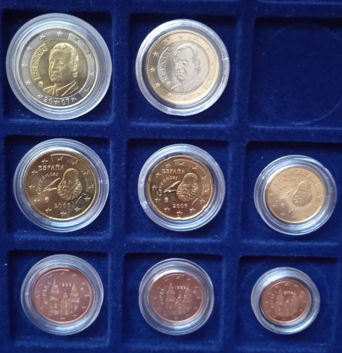 Španija UNC MIX SET EURO KOVANCEV 1Cent - 2€  1999 - 2007