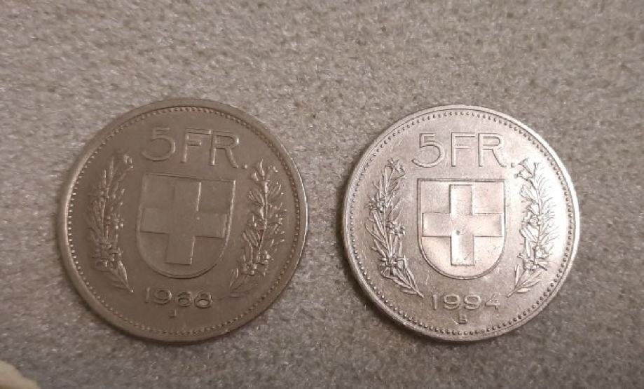 Švica 5 Frankov 1968 in 1994