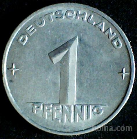 LaZooRo: Vzhodna Nemčija 1 Pfennig 1953 A XF/UNC