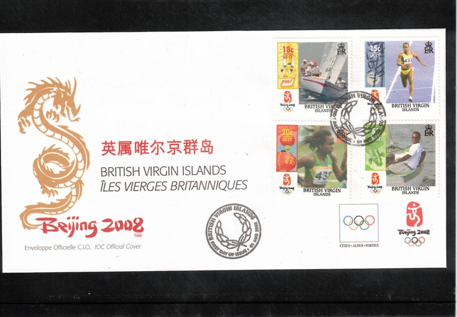 Britanski Deviški otoki 2008 Olimpijske igre Peking FDC