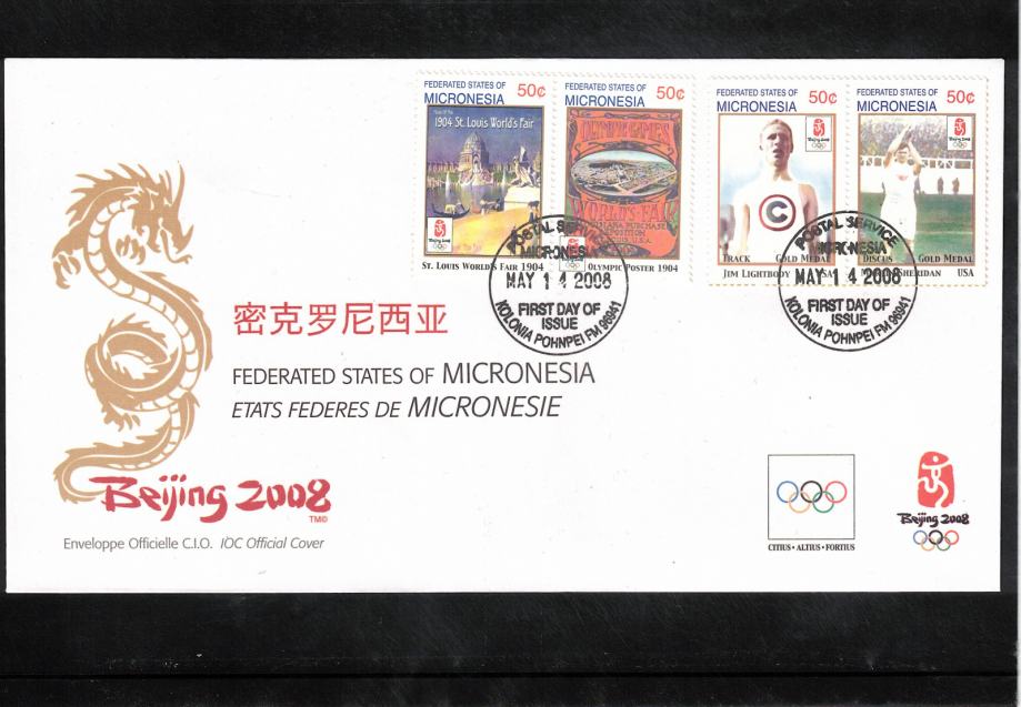 Mikronezija 2008 Olimpijske igre Peking FDC