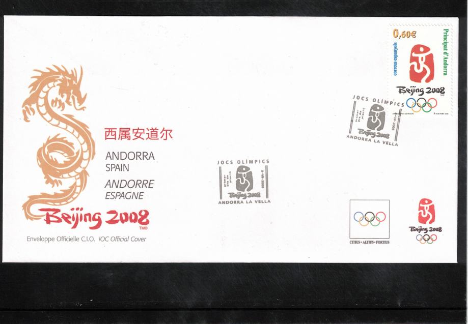 Španska Andora 2008 Olimpijske igre Peking FDC