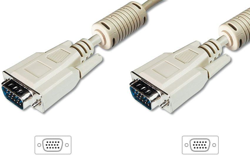 Digitus kabel 1:1 SVGA 15 m-m 15m 14 kontaktov, siv - odprta embalaža