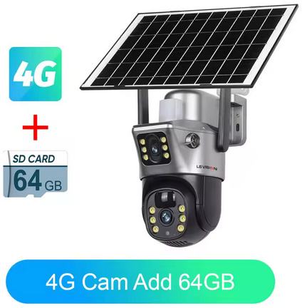 Nadzorna kamera LS Vision V380 SIM 4G solarni panel + SD kartica 64 GB