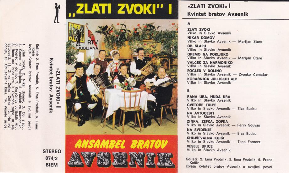 kaseta ANSAMBEL bratov Avsenik - Zlati zvoki 1 (temno rumen label)