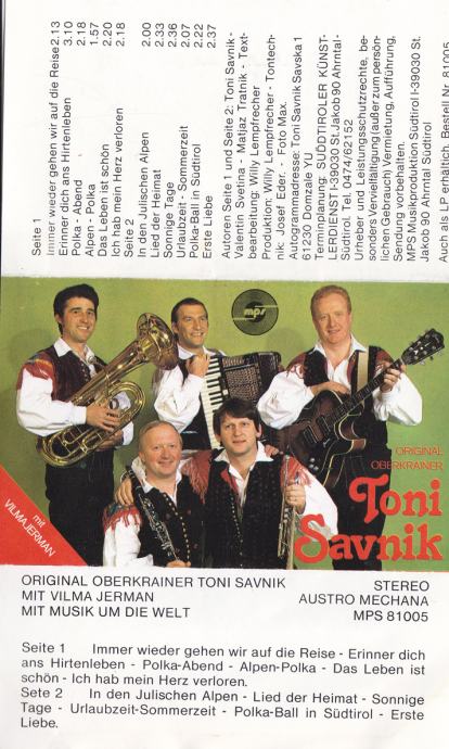 kaseta ANSAMBEL Tonija Savnika - Mit musik um die Welt