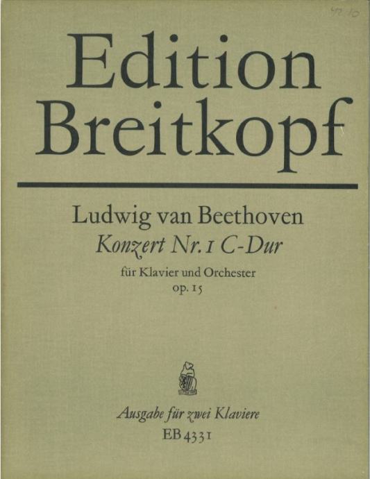 Note za Klavir: Ludwig van Beethoven / Konzert NR. 1 C-Dur