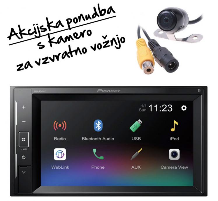 Avtoradio Pioneer DMH-A240BT + KAMERA za vzvratno vožnjo