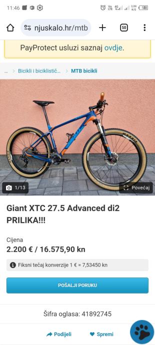 Giant XTC 27.5 Advanced Di2 , Garmin Edge 520