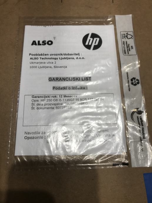 Hp 250 g8 i5, nov!