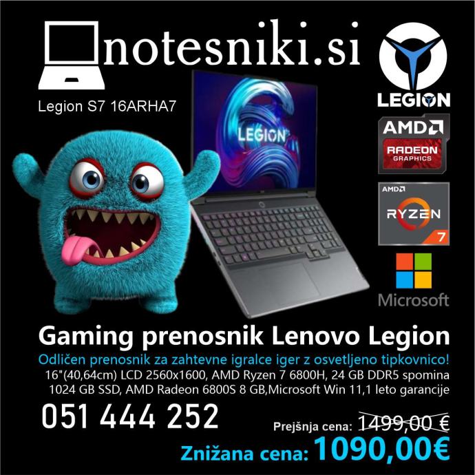 Gaming prenosni računalnik Lenovo Legion S7 16ARHA7