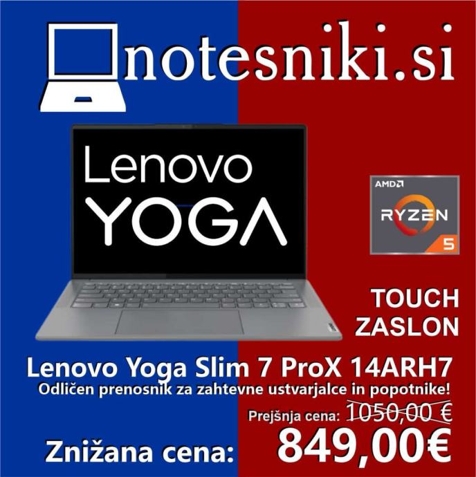 Laptop - prenosnik - Lenovo Yoga Slim 7 ProX 14ARH7 – AKCIJA z TOUCH!