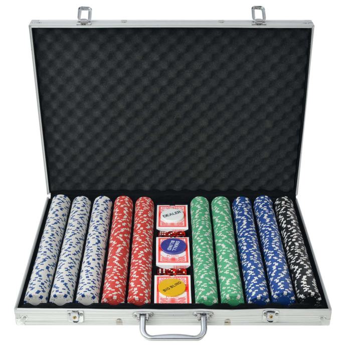 vidaXL Poker Set s 1000 Žetoni Aluminij