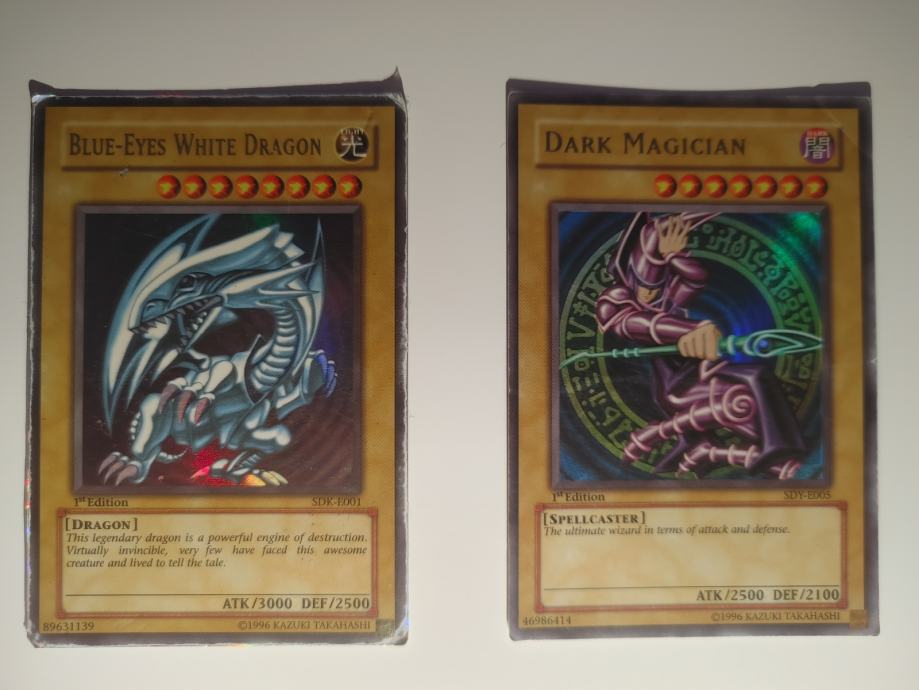 Yu Gi Oh karti Dark Magician, Blue-Eyes White Dragon