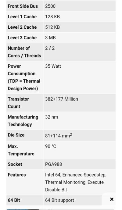 CPU intel duo core P6100