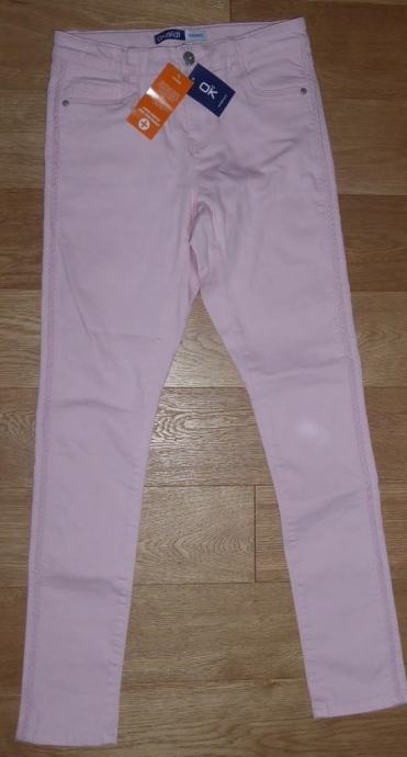 NOVE roza dekliške skinny jeans hlače Okaidi 146/152, 10-11 let