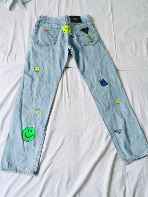 Original 80s ACID HOUSE TECHNO JEANS pozabljen v omari-ČASOVNA KAPSULA