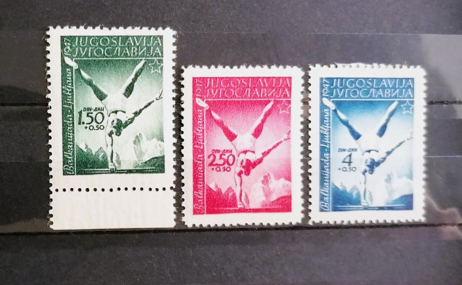 Jugoslavija 1947 - Balkanske igre Ljubljana - Mi. 524-526 (novo**)