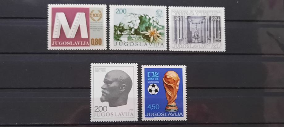 set (15) znamk Jugoslavija 1974 - čiste znamke (5 znamk) (Rafl01)