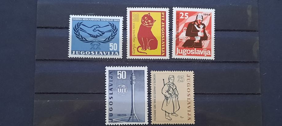 set (19) znamk Jugoslavija 1964/1965 - čiste znamke (5 znamk) (Rafl01)