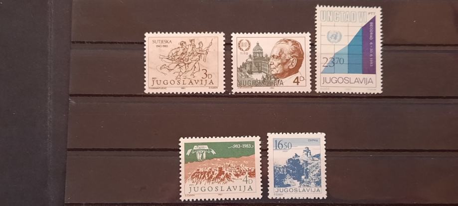 set (9) znamk Jugoslavija 1983 - čiste znamke (5 znamk) (Rafl01)