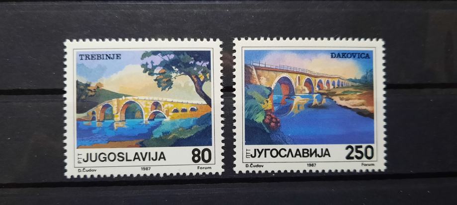 stari mostovi - Jugoslavija 1987 - Mi 2243/2244 - čiste (Rafl01)