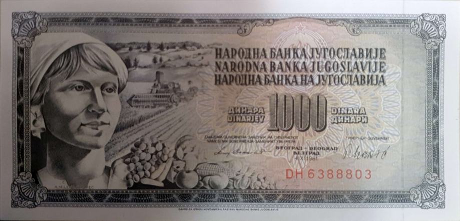 1000 din 1981 UNC SFRJ Jugoslavija