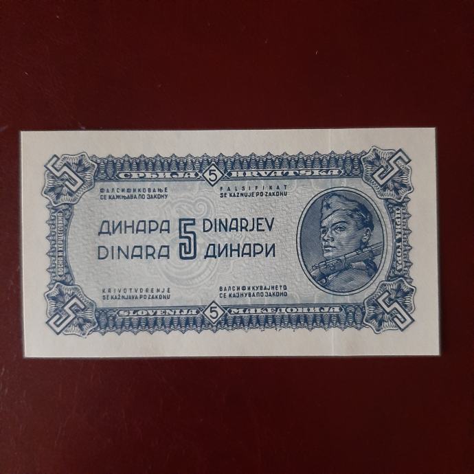 5 DINARJEV 1944 - UNC