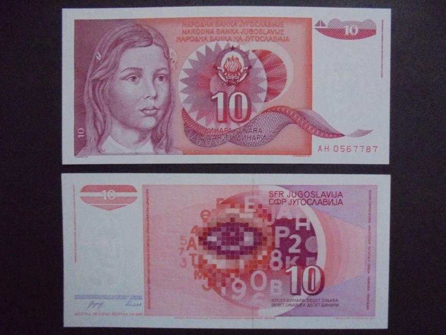 JUGOSLAVIJA 10 dinara 1990 UNC