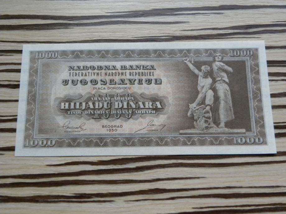 Jugoslavija informbiro 1000 dinara 1950 - brez številke - UNC