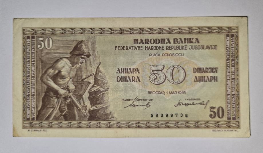 Prodam bankovec 50 dinarjev 1946