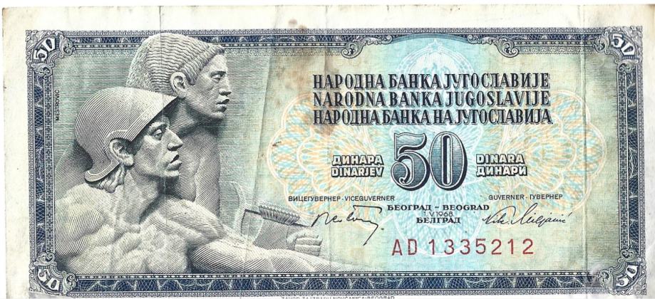 PRODAM ORIGINAL BANKOVEC 50 DINARJEV SFRJ L. 1968