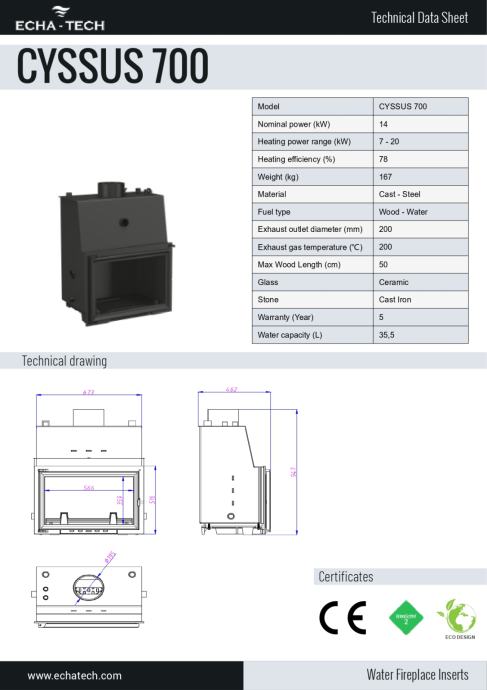 Kaminski vložek CYSSUS 700