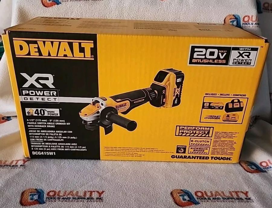 DeWalt DCG415W1 20V MAX XR brez ščetk 4-1/2„ - 5“ kotni brusilnik 8Ah