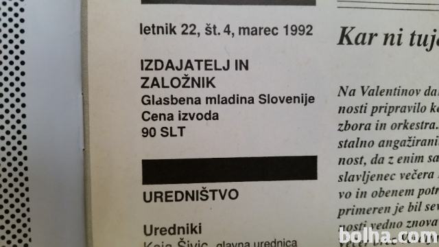 REVIJA GLASBENE MLADINE SLOVENIJA ŠT. 4 1992