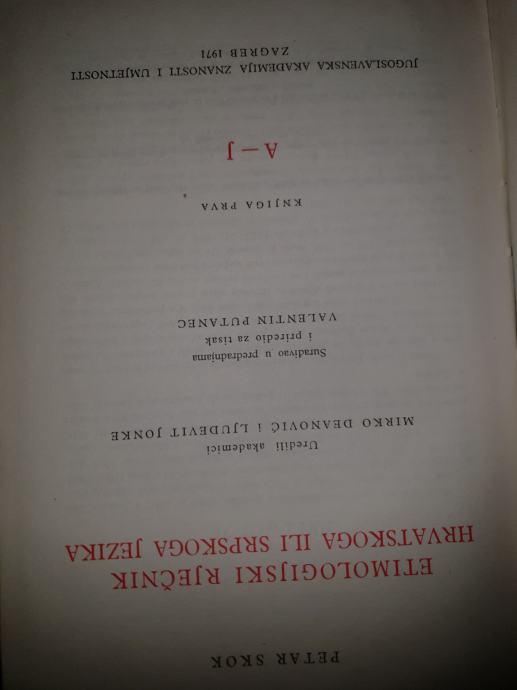 Skok Petar: Etimologijski Rječnik Hrvatskoga Ili Srpskoga Jezika I